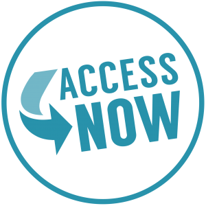 AccessNow logo bleu avec flèche