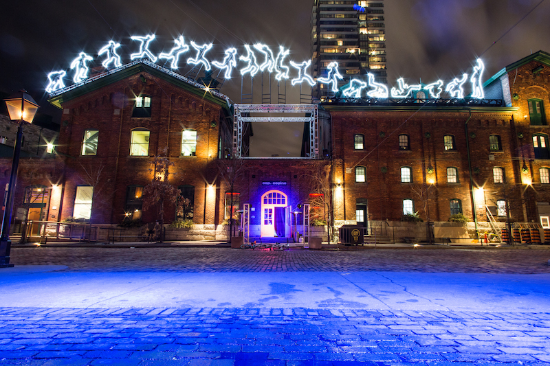 distillery blue light installation 