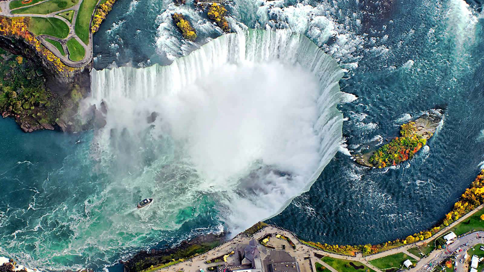 aerial view of niagara falls horse shoe