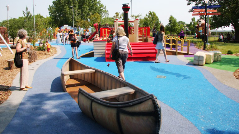 accessible canoe on playground