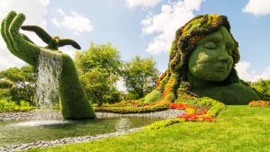 botanical sculpture made of grass