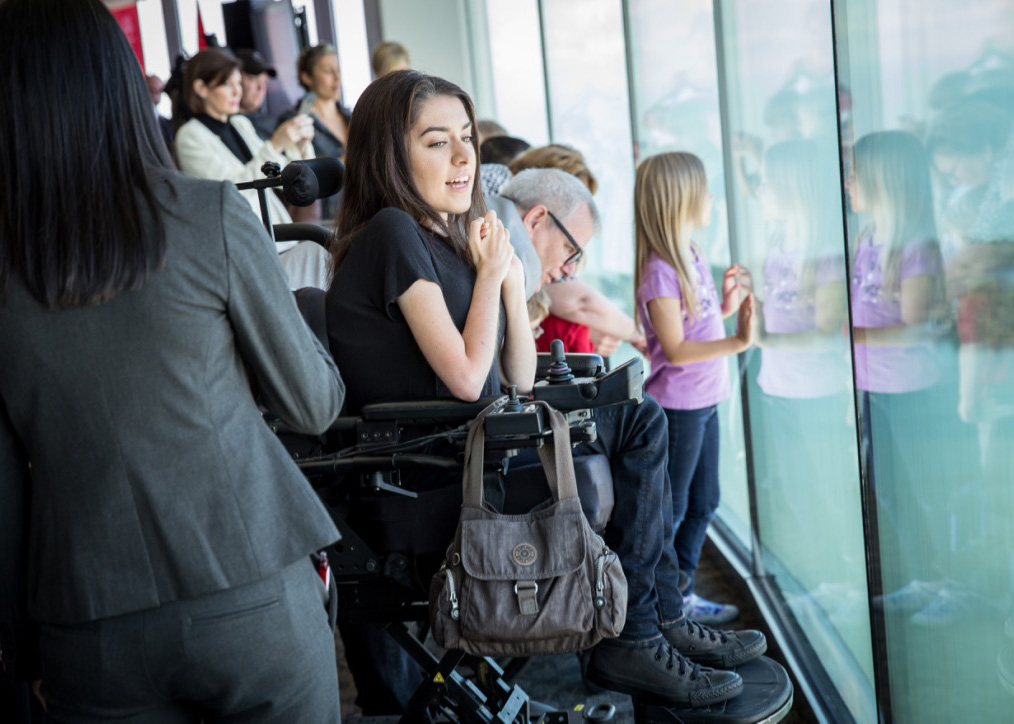 maayan smiles at the opening of the cn tower windows