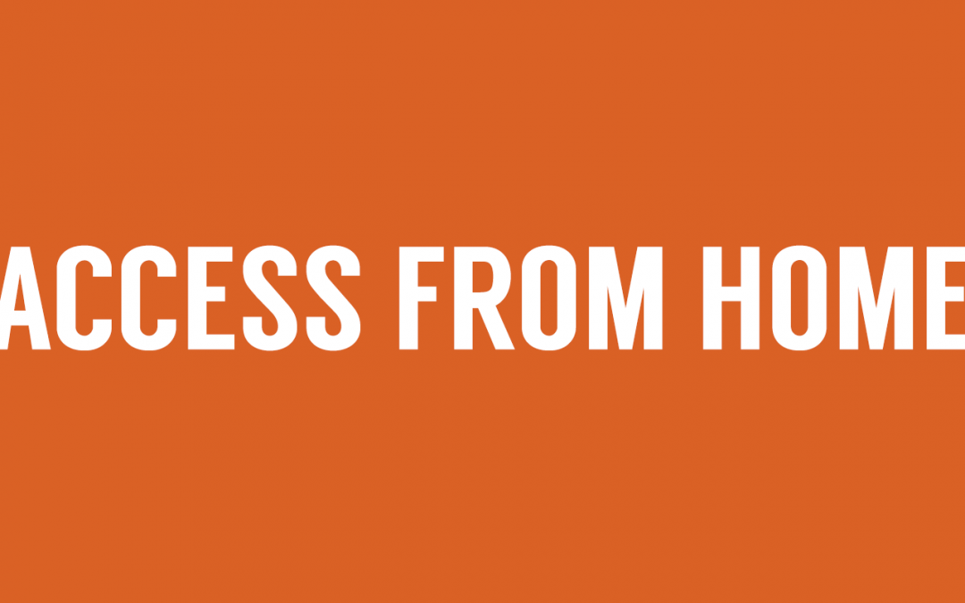 orange background with text that says "access from home"
