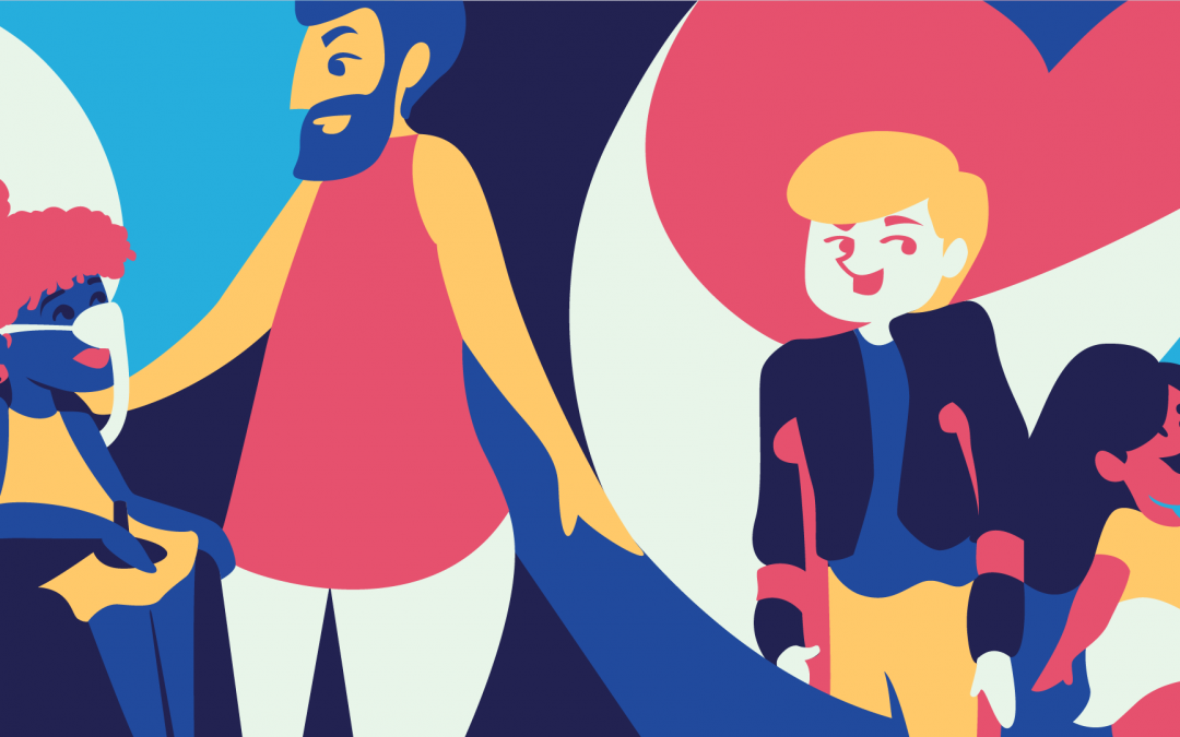 A colourful illustration of people with disabilities.