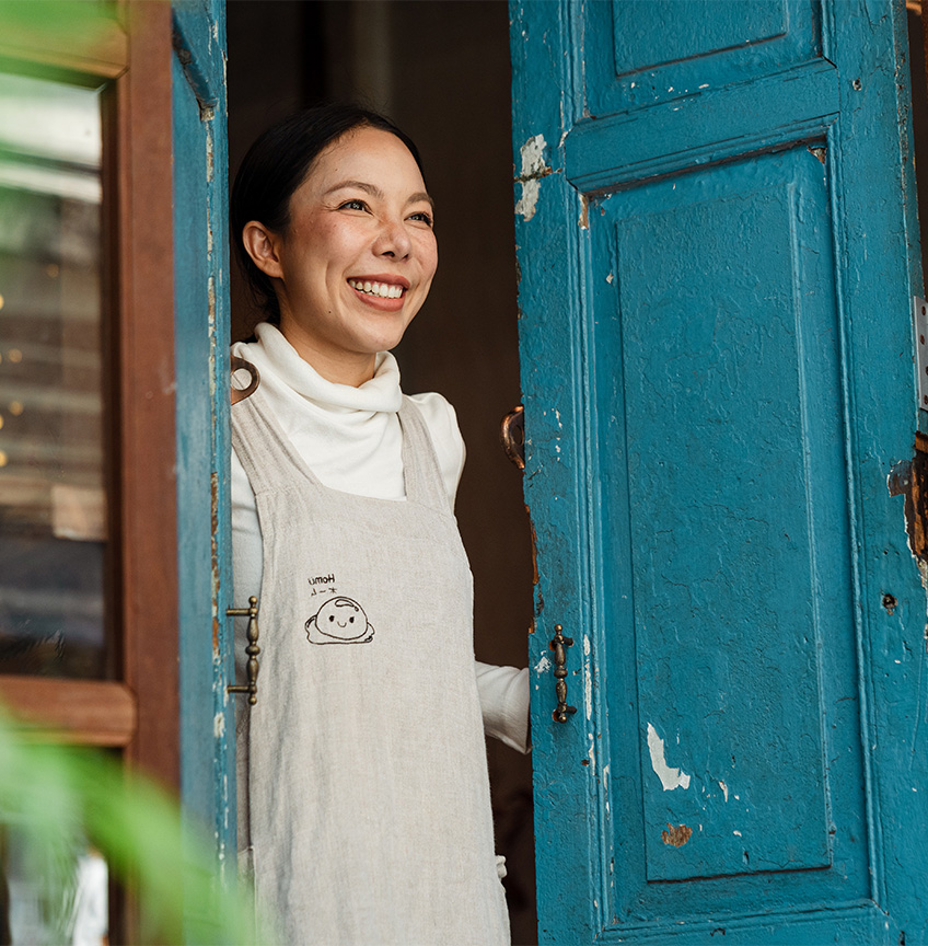 small business owner smiling