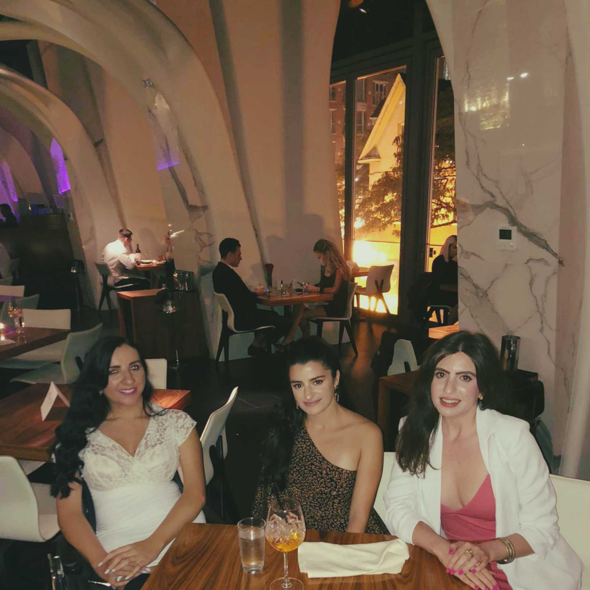 Nikoletta at a nice lounge with her friends