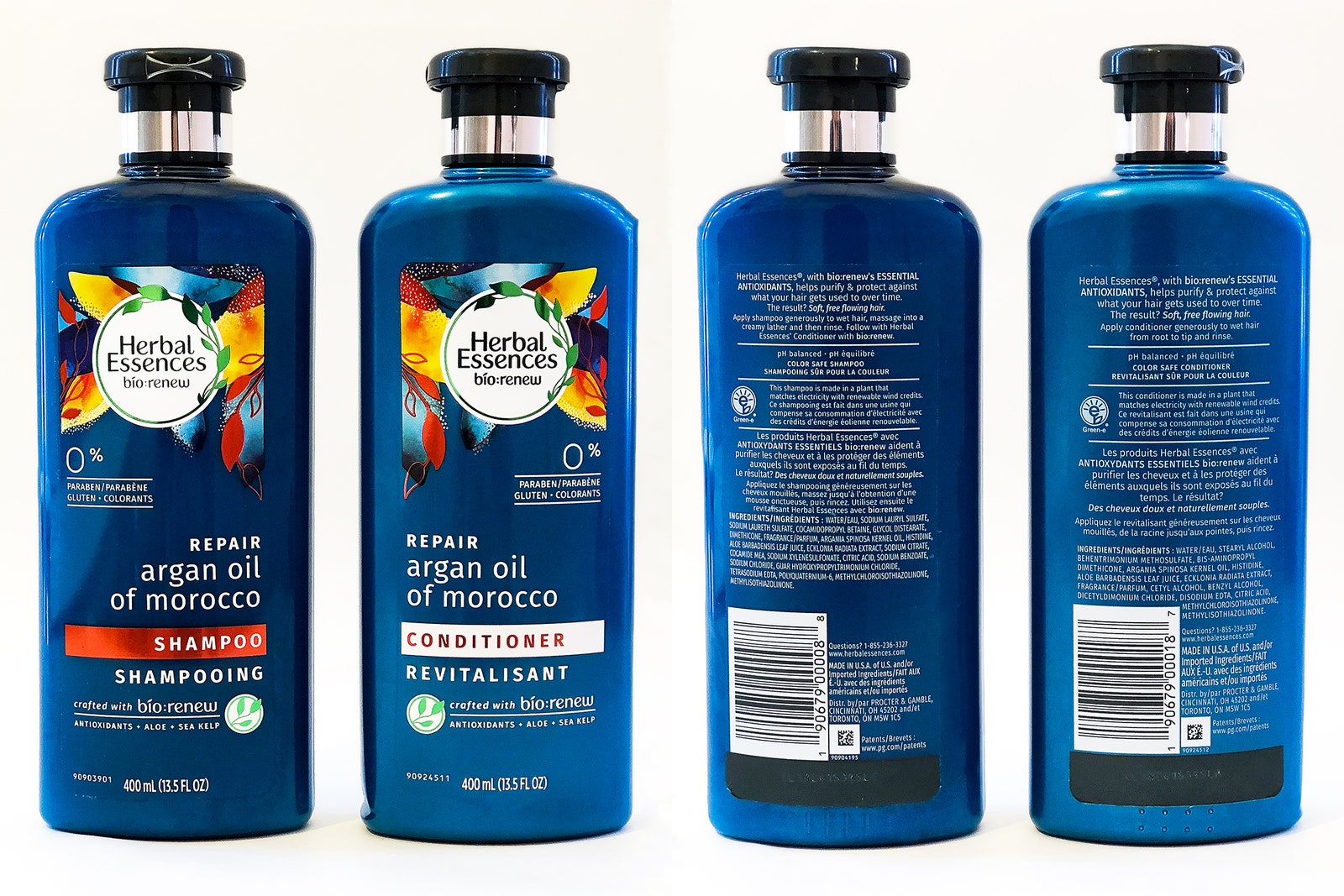 herbal essences bottles with tactile signifiers on the bottle