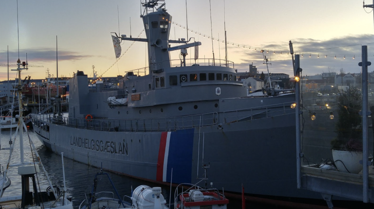 ship docked in iceland port