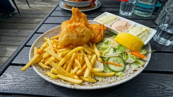 plate of icelandic food fish and chips