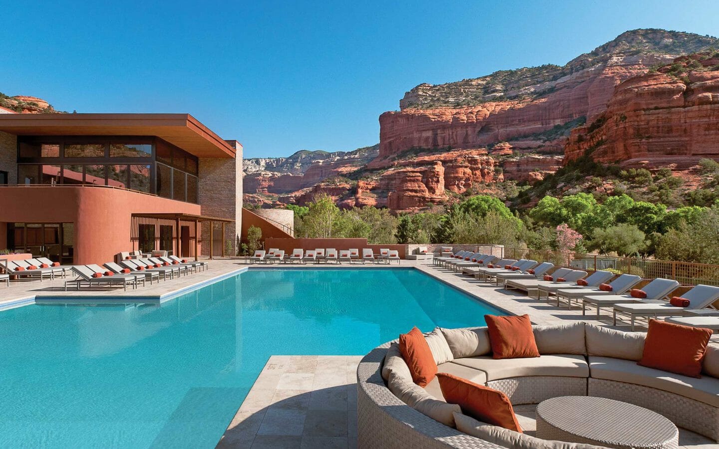 Outdoor pool with stunning backdrop view of Sedona