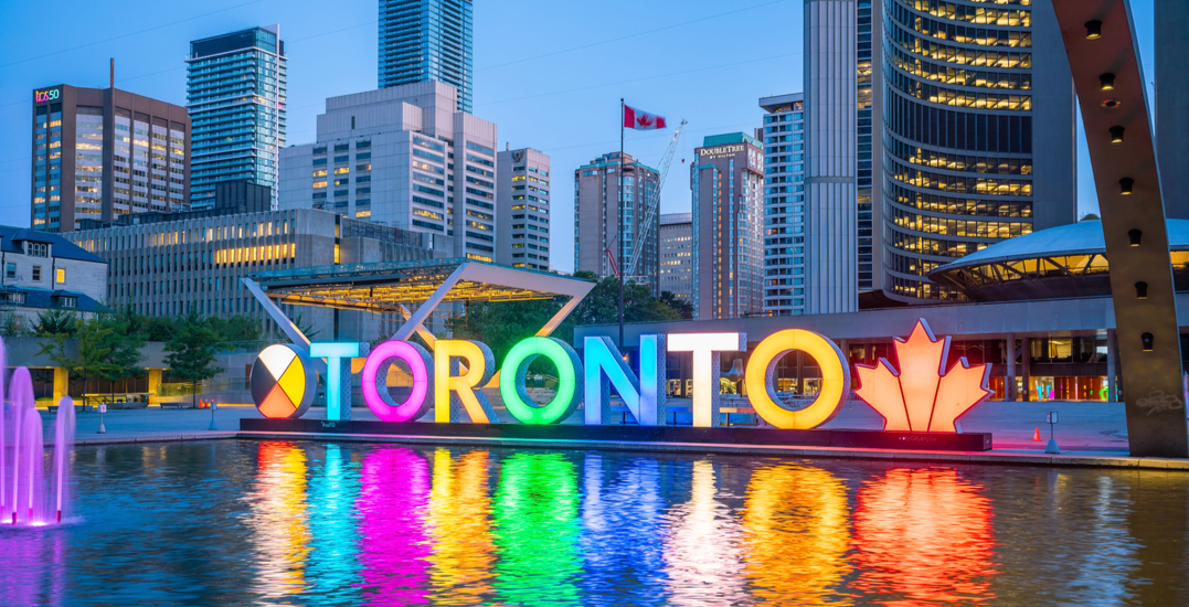 toronto sign light up in different colors