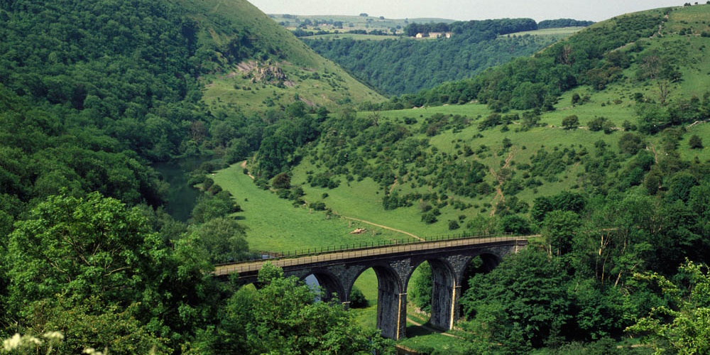 Headstone Viaduct, sometimes called the Monsal Dale Viaduct, in the Peak District in Derbyshire, UK. This can be viewed as you walk through the Monsal Trail.