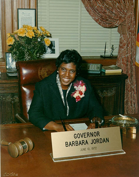 Barbara Jordan's smile during "Governor for a Day" ceremonies in 1972