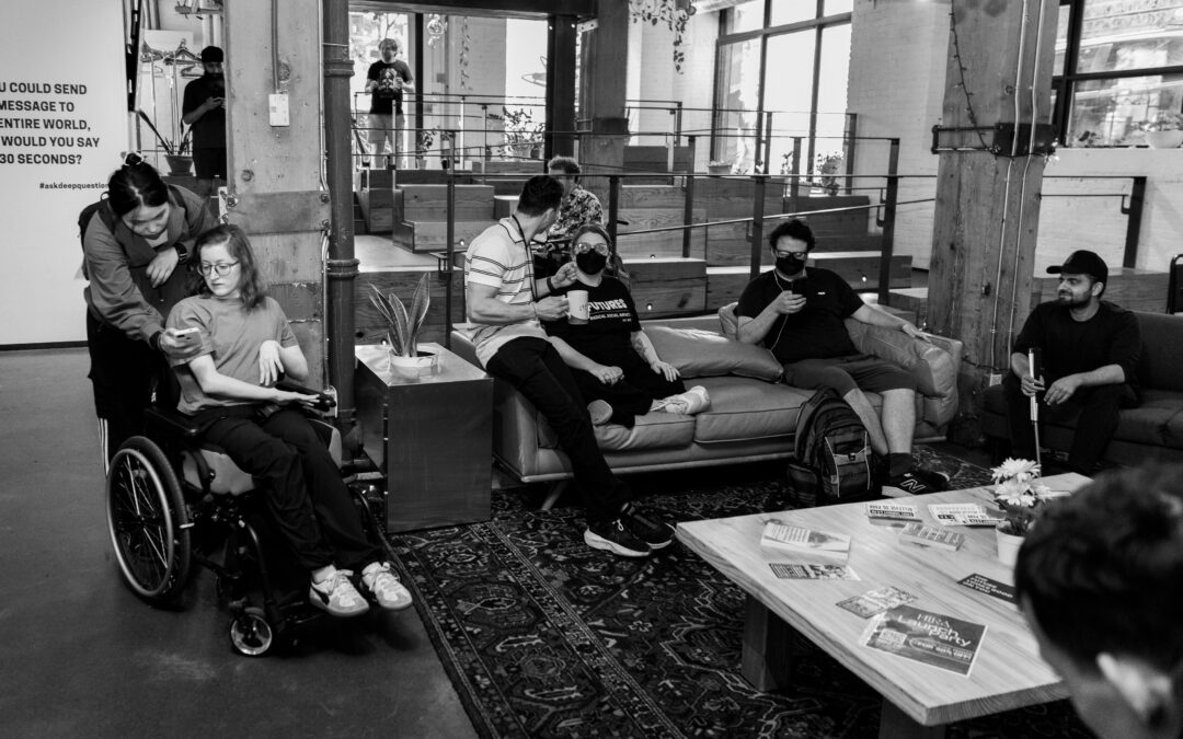 black and white photo of the FUTURES team, including facilitators and cohort members.